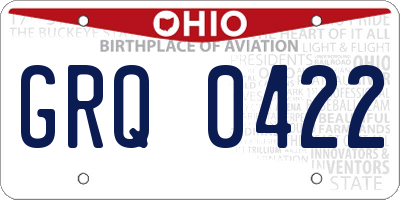 OH license plate GRQ0422