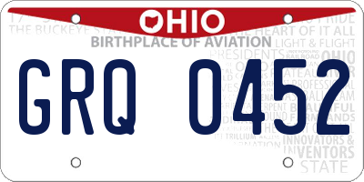 OH license plate GRQ0452
