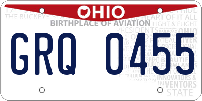 OH license plate GRQ0455
