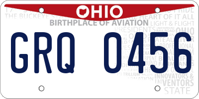 OH license plate GRQ0456