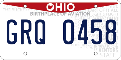 OH license plate GRQ0458
