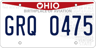 OH license plate GRQ0475