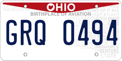OH license plate GRQ0494