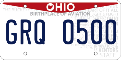 OH license plate GRQ0500