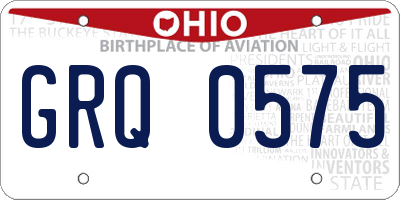 OH license plate GRQ0575