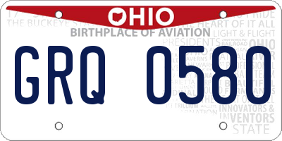 OH license plate GRQ0580