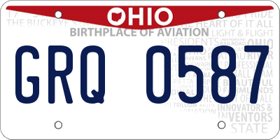 OH license plate GRQ0587