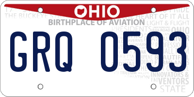 OH license plate GRQ0593