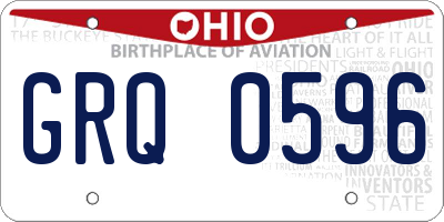 OH license plate GRQ0596