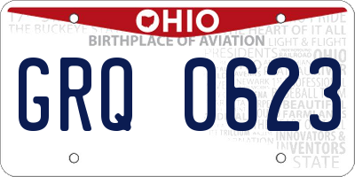 OH license plate GRQ0623