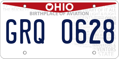OH license plate GRQ0628