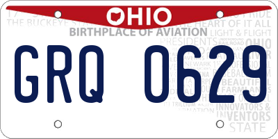 OH license plate GRQ0629