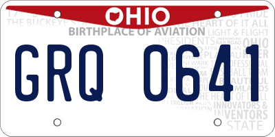 OH license plate GRQ0641