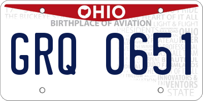 OH license plate GRQ0651