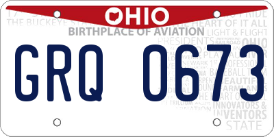 OH license plate GRQ0673