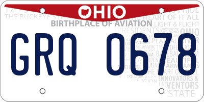 OH license plate GRQ0678
