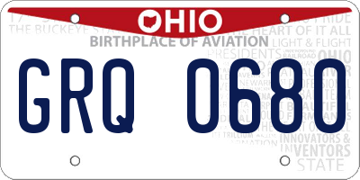 OH license plate GRQ0680