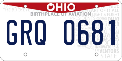 OH license plate GRQ0681