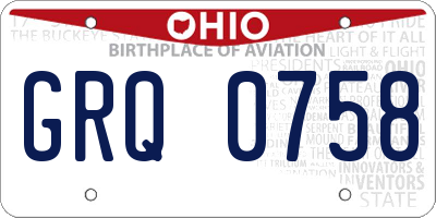 OH license plate GRQ0758