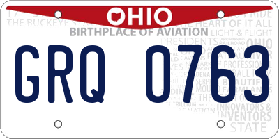 OH license plate GRQ0763