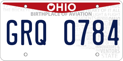 OH license plate GRQ0784