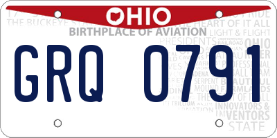 OH license plate GRQ0791