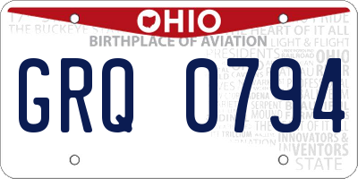 OH license plate GRQ0794