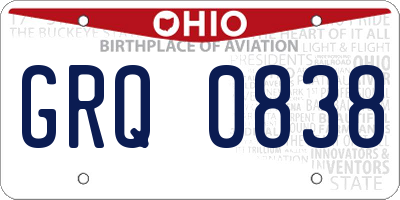 OH license plate GRQ0838