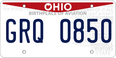 OH license plate GRQ0850