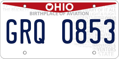 OH license plate GRQ0853