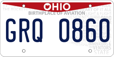 OH license plate GRQ0860
