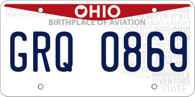 OH license plate GRQ0869