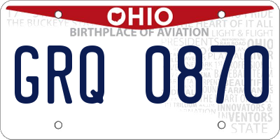 OH license plate GRQ0870