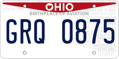 OH license plate GRQ0875