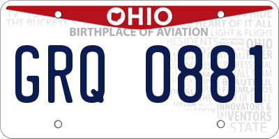 OH license plate GRQ0881