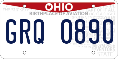 OH license plate GRQ0890