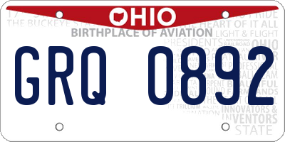 OH license plate GRQ0892