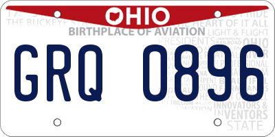 OH license plate GRQ0896