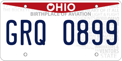 OH license plate GRQ0899