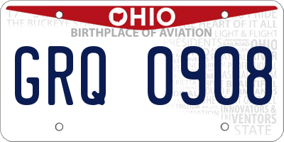 OH license plate GRQ0908