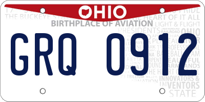 OH license plate GRQ0912