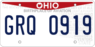 OH license plate GRQ0919