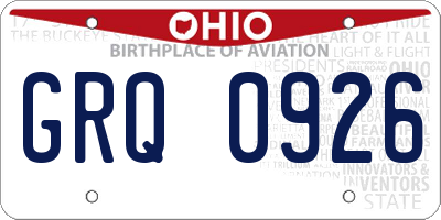 OH license plate GRQ0926