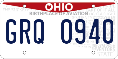 OH license plate GRQ0940