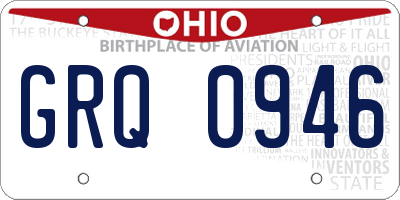 OH license plate GRQ0946
