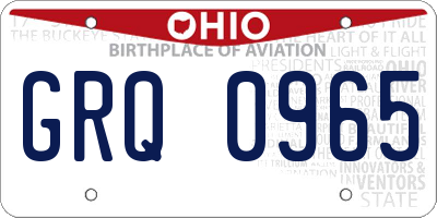 OH license plate GRQ0965