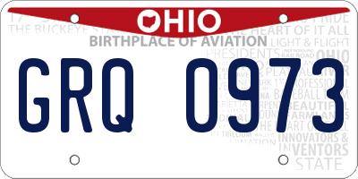OH license plate GRQ0973