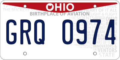OH license plate GRQ0974