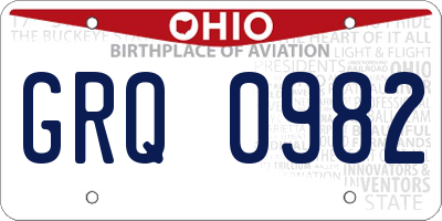 OH license plate GRQ0982