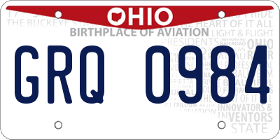 OH license plate GRQ0984